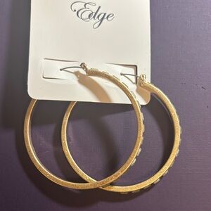 Edge Textured Gold Hoop Earrings